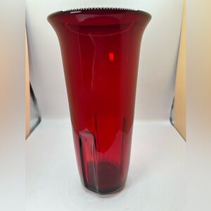 Vintage Antique Thick Red Sanctuary Lamp Globe with 3 Notches.